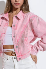 Denim Chevron Fringe Jacket-Jacket-Blue B-Small-Pink-cmglovesyou