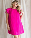 Swiss Dot Pattern Ruffle Sleeve Dress-Dresses-Jodifl-Small-Hot Pink-cmglovesyou