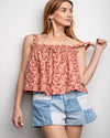 Floral Textured Cotton Gauze Top-Tops-Easel-Small-Faded Color-cmglovesyou