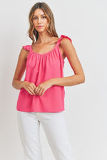 Ruffle Sleeve Tank Top-Tops-Cherish-Small-Pink Bright-cmglovesyou