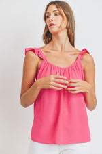 Ruffle Sleeve Tank Top-Tops-Cherish-Medium-Pink Bright-cmglovesyou