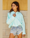 Elastic Hem Solid Cropped Shirt-Shirts & Tops-Bucketlist-Small-Mint-cmglovesyou