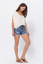 High-Rise Sun Cutoff Shorts-bottoms-Judy Blue-Small-Medium Denim-cmglovesyou