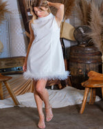 Feather Hemline Dress-Tops-Rose N Mary-Small-White-cmglovesyou