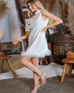 Feather Hemline Dress-Tops-Rose N Mary-Small-White-cmglovesyou