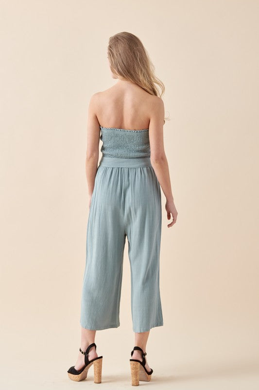 Smocked Tube Jumpsuit-Jumpsuits & Rompers-Allie Rose-Small-Sage-cmglovesyou