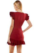Asymmetrical Ruffle Hem Dress-Dresses-Pretty Follies-Small-Crimson-cmglovesyou