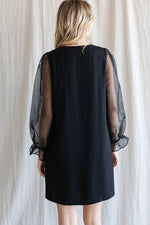 Solid Sheer Bubble Sleeves Dress-Dresses-Jodifl-Small-Black-cmglovesyou