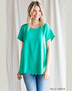 Scallop Edge Top-Tops-Cotton Bleu by NU LABEL-Small-Kelly Green-cmglovesyou