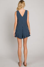 Sleeveless Ruffled Hem Striped Romper-Jumpsuits & Rompers-Allie Rose-Natural Black-Small-cmglovesyou