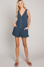 Sleeveless Ruffled Hem Striped Romper-Jumpsuits & Rompers-Allie Rose-Natural Black-Small-cmglovesyou