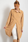 Corduroy Shirt Dress-Dresses-Easel-Small-Khaki-cmglovesyou