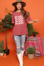 Howdy Graphic Print Tee-Shirts & Tops-Fantastic Fawn-Small-Marsala-cmglovesyou