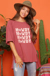 Howdy Graphic Print Tee-Shirts & Tops-Fantastic Fawn-Small-Marsala-cmglovesyou