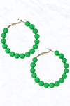Beaded Hoop Earring-Earrings-Suzie Q USA-Green-cmglovesyou