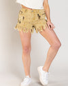 Splatter Pattern Twill Shorts-bottoms-Pol Clothing-Small-Trombone Yellow-cmglovesyou