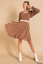 Floral Printed Smocked Dress-Dresses-Kori America-Small-Brick Multi-cmglovesyou