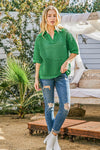 Hollow Out Polo Sweater Top-Tops-and the why-S/M-Kelly Green-cmglovesyou
