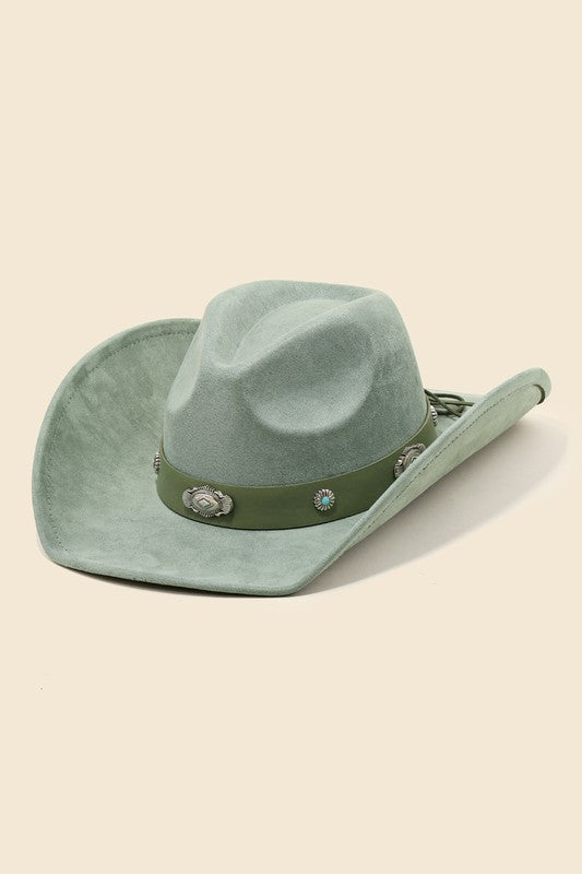 Western Disc Ribbon Strap Cowboy Hat-Hats-Anarchy Street-Mint-cmglovesyou