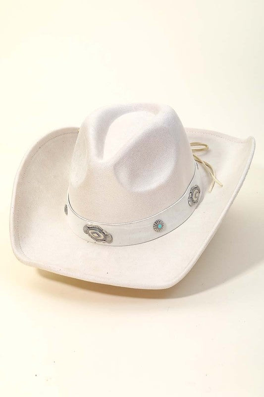 Western Disc Ribbon Strap Cowboy Hat-Hats-Anarchy Street-Ivory-cmglovesyou