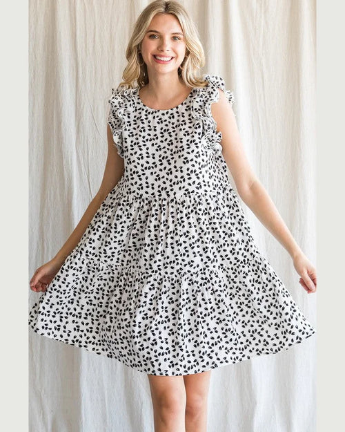 Tiered Print Dress-Dress-Jodifl-Small-White-cmglovesyou