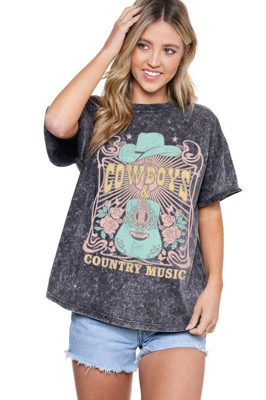 Country Music & Cowboys Graphic Tee-T-Shirt-Zutter-Small-Black-cmglovesyou