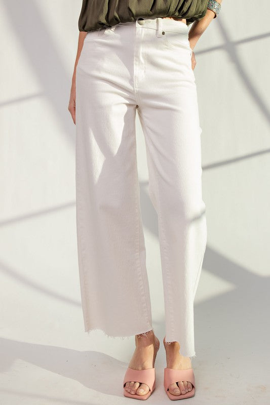 High Waisted Twill Pants-Pants-Easel-Small-White-cmglovesyou