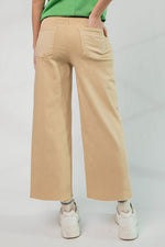 Wide Leg Twill Trousers-Pants-Easel-Small-Red Bean-cmglovesyou