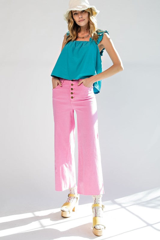 Wide Leg Twill Trousers-Pants-Easel-Small-Barbie-cmglovesyou