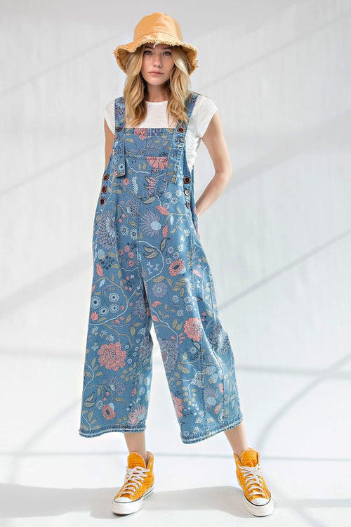 Vintage Flower Overalls-Jumpsuit-Easel-Small-Washed Denim-cmglovesyou