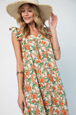 Tropical Printed Ruffle Maxi Dress-Dresses-Easel-Small-Tropical-cmglovesyou