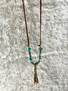 Turquoise Leopard Tassel Necklace-Necklaces-Rare Bird-cmglovesyou
