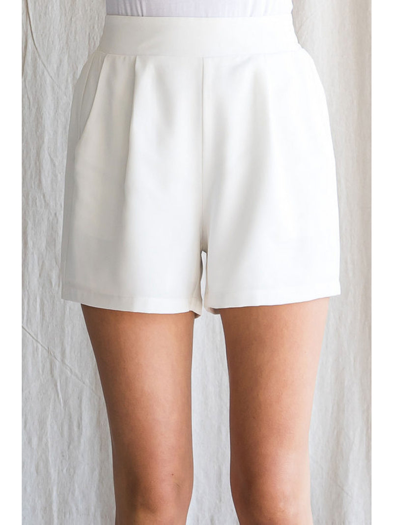 Solid Smocked Waist Shorts-shorts-Jodifl-Small-Off White-cmglovesyou