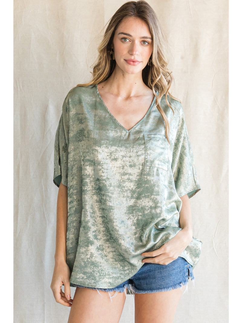 Metallic V-Neck Top-Shirts & Tops-Jodifl-Small-Sage-cmglovesyou