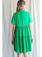 Solid Tiered Dress-Dress-Jodifl-Small-Kelly Green-cmglovesyou