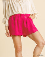 Linen Blend Elastic Waistband Shorts-bottoms-Umgee-Small-Hot Pink-cmglovesyou