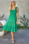 Solid Smocked Ruffle Mini Dress-Davi & Dani-Small-Green-cmglovesyou