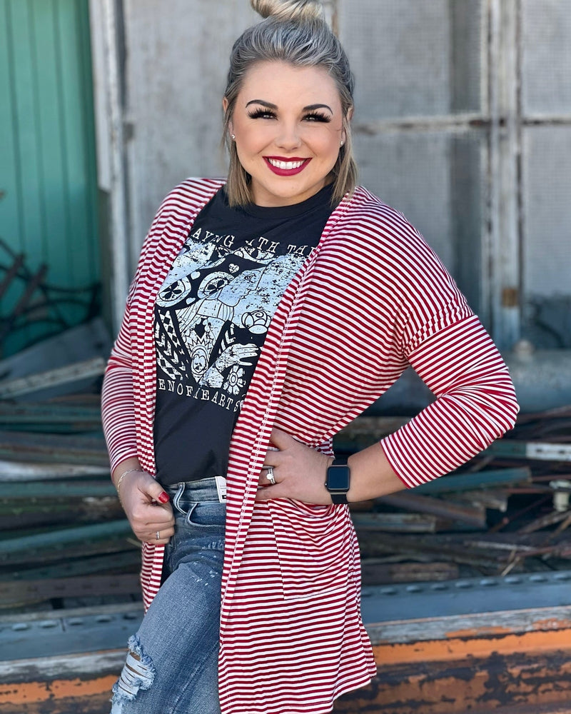 Red And White Striped Cardigan-Cardigans-Texas True Threads-Small-cmglovesyou