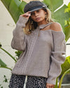 Unique Cut Out Sweater-Sweaters-Main Strip-Small-Taupe-cmglovesyou