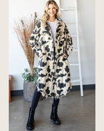 Mineral Washed Cow Print Jacket-Coats & Jackets-Oli & Hali-Small-Sand-cmglovesyou