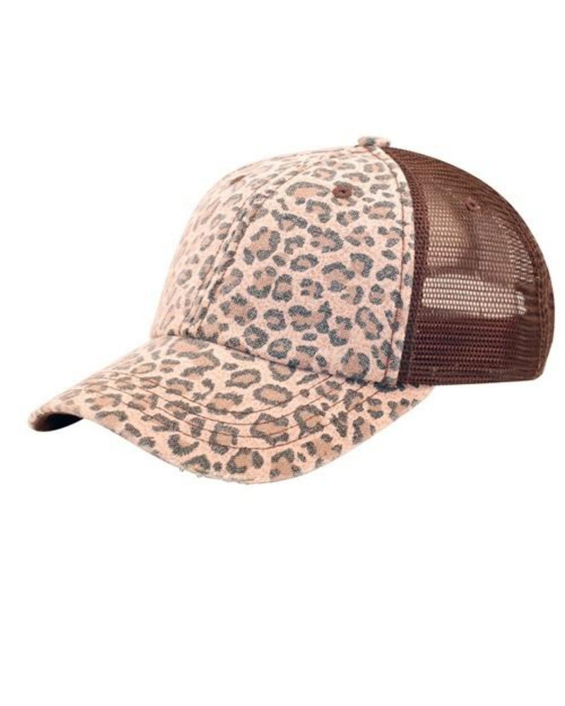 Leopard Print Mesh Trucker Cap-Accessories-Too Too Hat-Adjustable-Brown-cmglovesyou