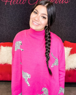 Leaping Cheetah Sweater-Entro-Small-Hot Pink-cmglovesyou