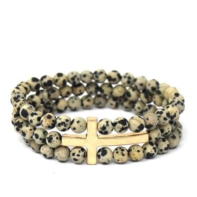 Cross Stretch Bracelets-Bracelets-What's Hot Jewelry-Dalmatian and Gold-cmglovesyou