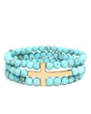 Cross Stretch Bracelets-Bracelets-What's Hot Jewelry-Turquoise and Gold-cmglovesyou