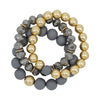 Clay, Crystal & Gold Stretch Bracelets-Bracelets-What's Hot Jewelry-Grey-cmglovesyou