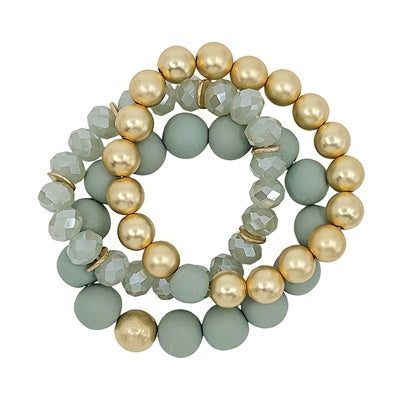 Clay, Crystal & Gold Stretch Bracelets-Bracelets-What's Hot Jewelry-Mint-cmglovesyou