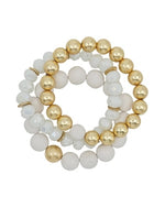 Clay, Crystal & Gold Stretch Bracelets-Bracelets-What's Hot Jewelry-White-cmglovesyou