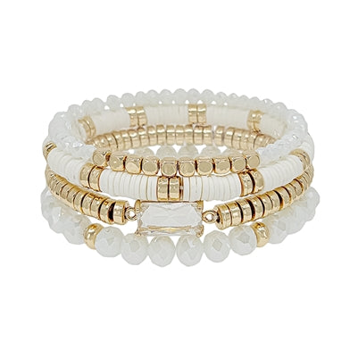 Crystal, Clay, Gold Bracelet-Bracelets-What's Hot Jewelry-White-cmglovesyou