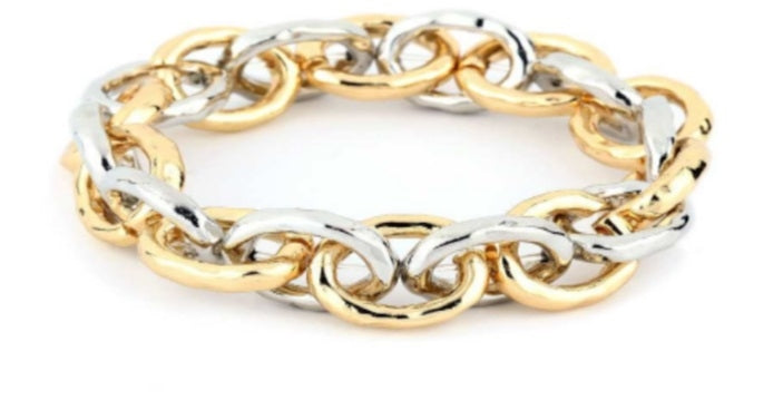 Chain Stretch Bracelet-Bracelets-What's Hot Jewelry-Gold and Silver Mix-cmglovesyou