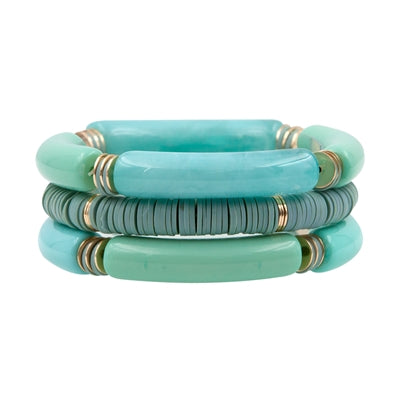 Bamboo Acrylic Stretch Bracelet Set-Bracelets-What's Hot Jewelry-Mint-cmglovesyou
